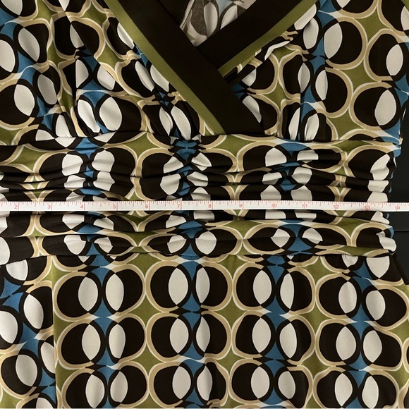 Studio I Brown and White Midi Dress with short Sleeves - Picture 5 of 7